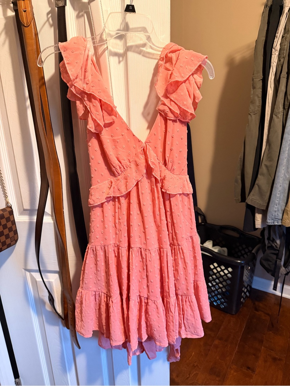 Francesca's Collections Pink Ruffled Mini Dress